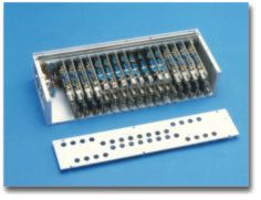 [ image: One of the six boxes with corresponding integrated electronics consisting of 16 preamplifiers and 16 constant fractions (INRNE - IKP-FC Juelich collaboration)]