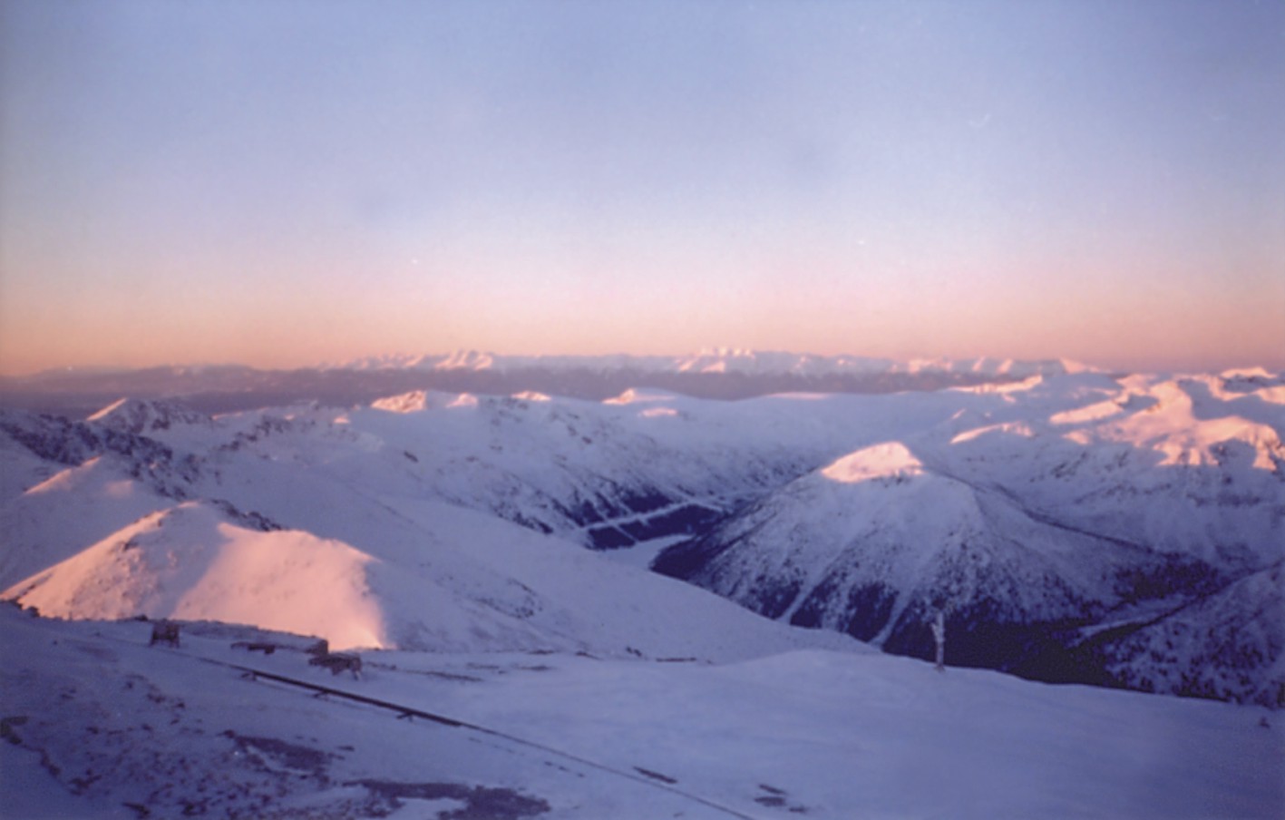 View from Moussala to winter Rila and Pirin Mountains